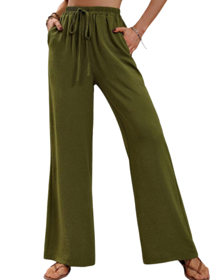 SHOPIQAT Comfortable Casual Wide Leg Pants with Elastic Waist - Premium  from shopiqat - Just $8.950! Shop now at shopiqat