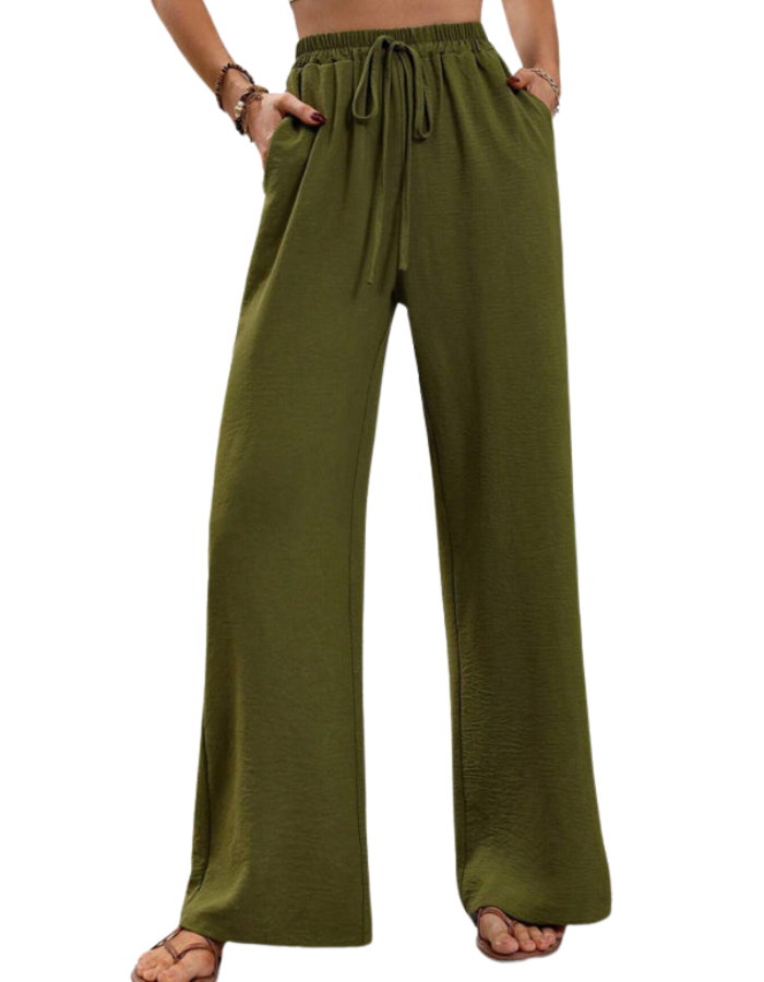 SHOPIQAT Comfortable Casual Wide Leg Pants with Elastic Waist - Premium  from shopiqat - Just $8.950! Shop now at shopiqat