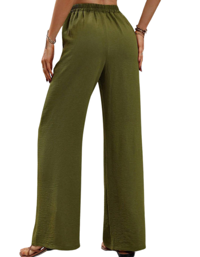 SHOPIQAT Comfortable Casual Wide Leg Pants with Elastic Waist - Premium  from shopiqat - Just $8.950! Shop now at shopiqat