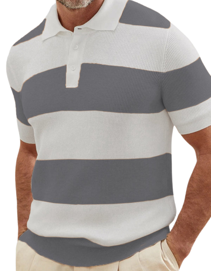 SHOPIQAT Men's Colour Matching Short -Sleeved Lapel Polo Knitwear - Premium  from shopiqat - Just $10.250! Shop now at shopiqat