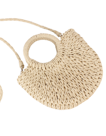 SHOPIQAT Half Round Straw Woven Beach ,Holiday Women's Bag - Premium  from shopiqat - Just $7.900! Shop now at shopiqat