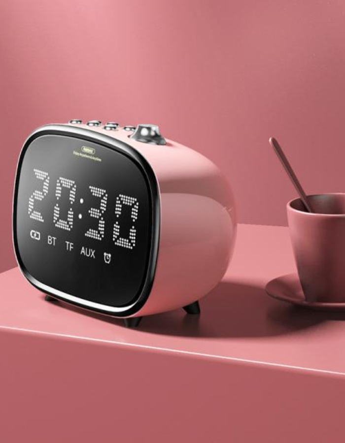 Remax 2-IN-1 LED Clock Subwoofer Bluetooth Wireless - Pink
