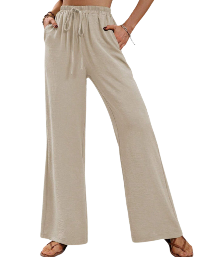 SHOPIQAT Comfortable Casual Wide Leg Pants with Elastic Waist - Premium  from shopiqat - Just $8.950! Shop now at shopiqat