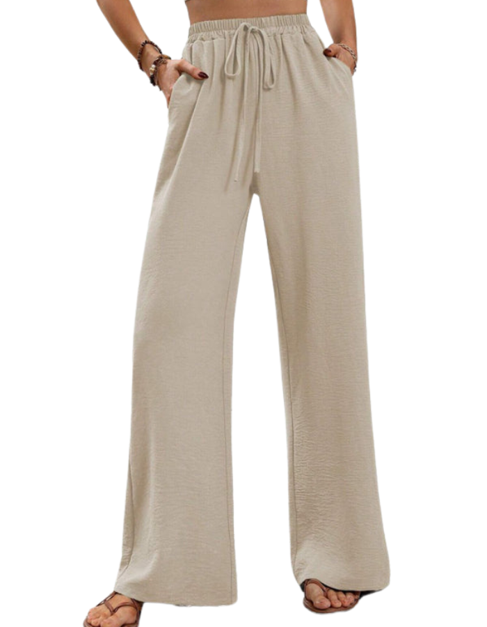 SHOPIQAT Comfortable Casual Wide Leg Pants with Elastic Waist - Premium  from shopiqat - Just $8.950! Shop now at shopiqat