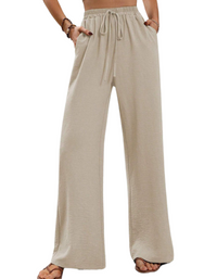 SHOPIQAT Comfortable Casual Wide Leg Pants with Elastic Waist - Premium  from shopiqat - Just $8.950! Shop now at shopiqat