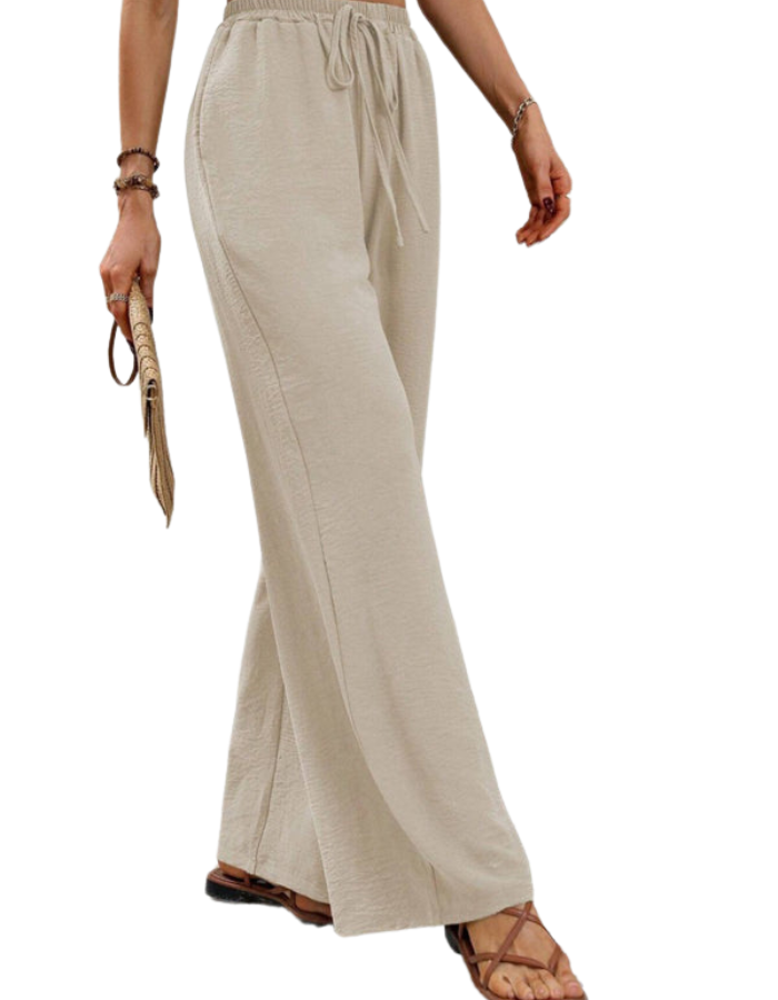 SHOPIQAT Comfortable Casual Wide Leg Pants with Elastic Waist - Premium  from shopiqat - Just $8.950! Shop now at shopiqat