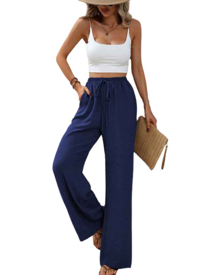SHOPIQAT Comfortable Casual Wide Leg Pants with Elastic Waist - Premium  from shopiqat - Just $8.950! Shop now at shopiqat
