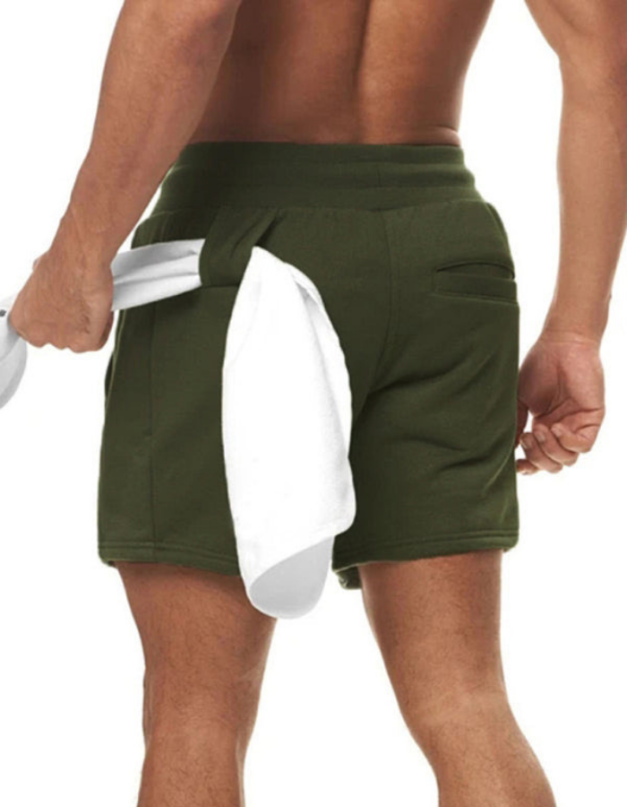 SHOPIQAT Sports Gym Men's Multi Pocket Hanging Towel Running Training Shorts - Premium  from shopiqat - Just $7.900! Shop now at shopiqat