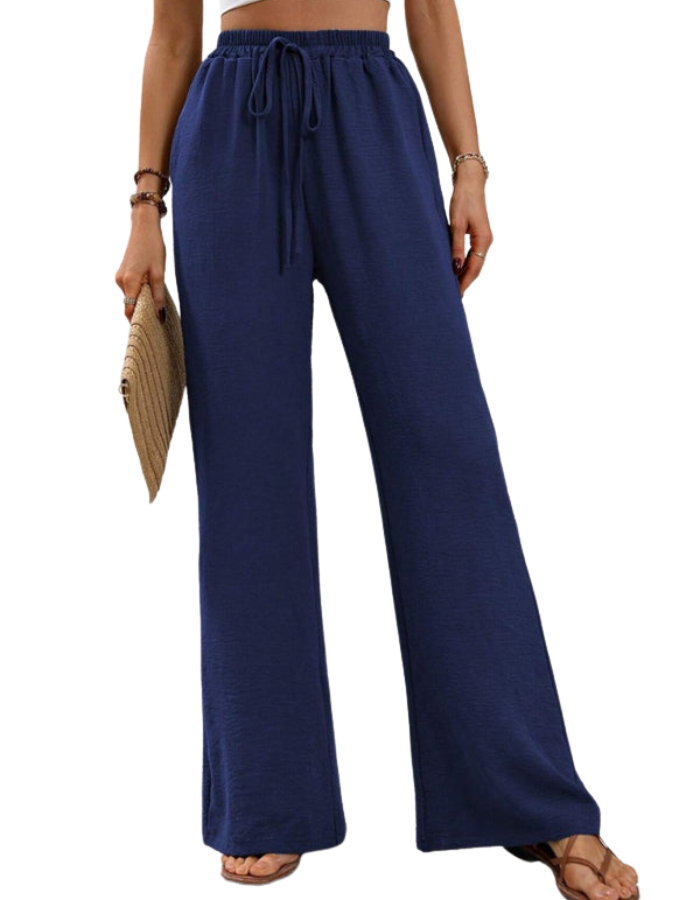 SHOPIQAT Comfortable Casual Wide Leg Pants with Elastic Waist - Premium  from shopiqat - Just $8.950! Shop now at shopiqat