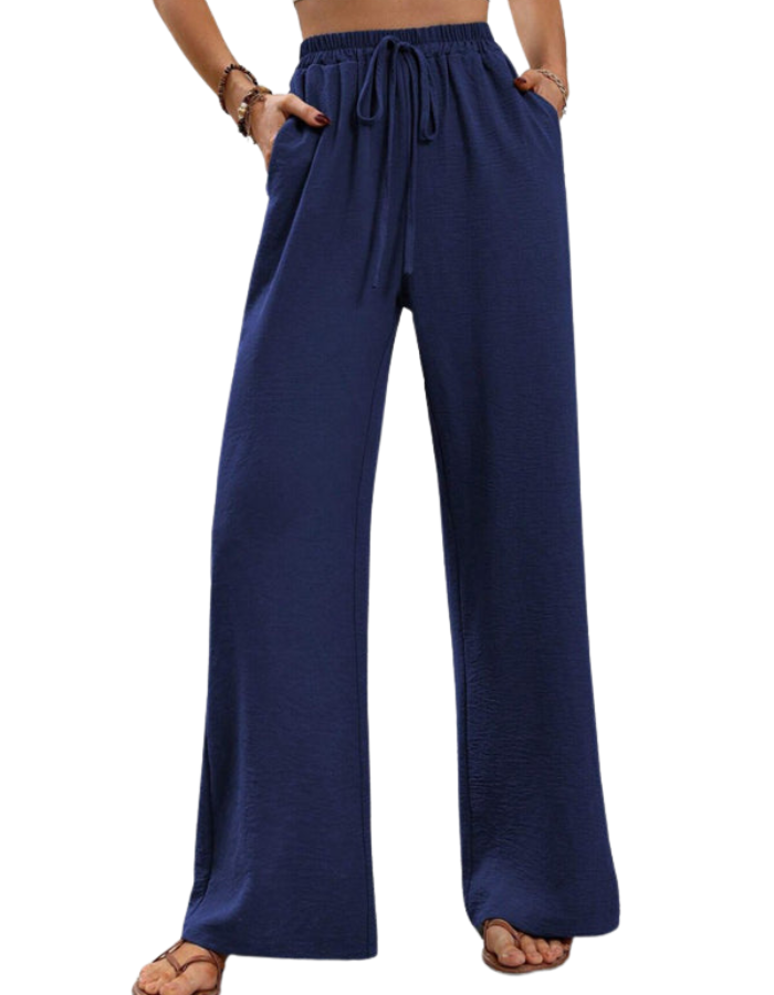 SHOPIQAT Comfortable Casual Wide Leg Pants with Elastic Waist - Premium  from shopiqat - Just $8.950! Shop now at shopiqat