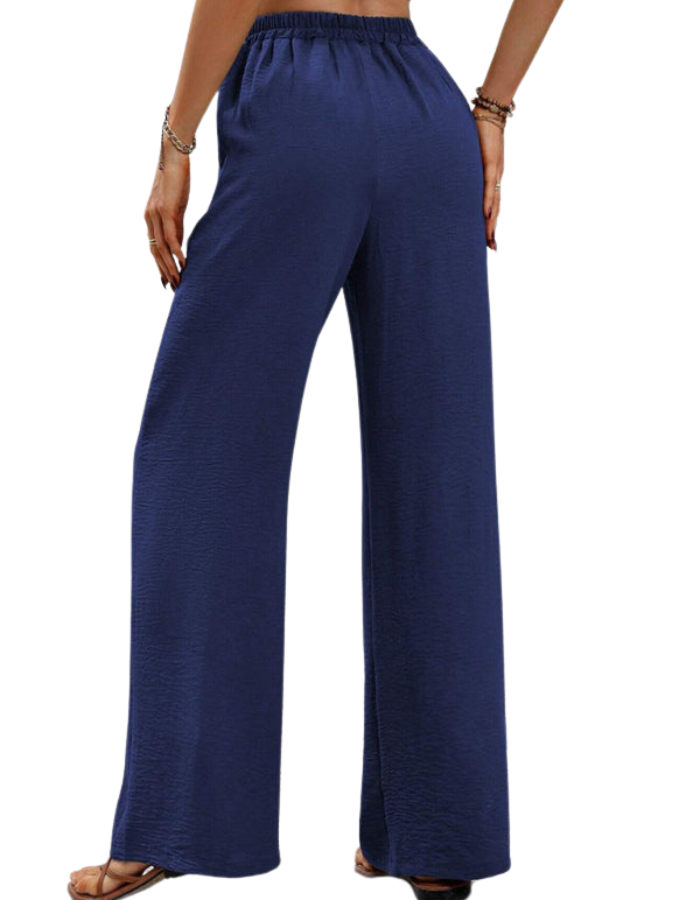 SHOPIQAT Comfortable Casual Wide Leg Pants with Elastic Waist - Premium  from shopiqat - Just $8.950! Shop now at shopiqat