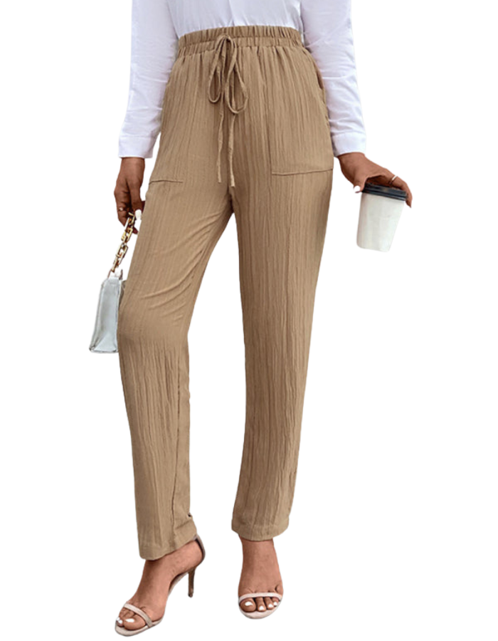 SHOPIQAT Casual Elastic Waist Pleated Women's Pants - Premium  from shopiqat - Just $8.800! Shop now at shopiqat
