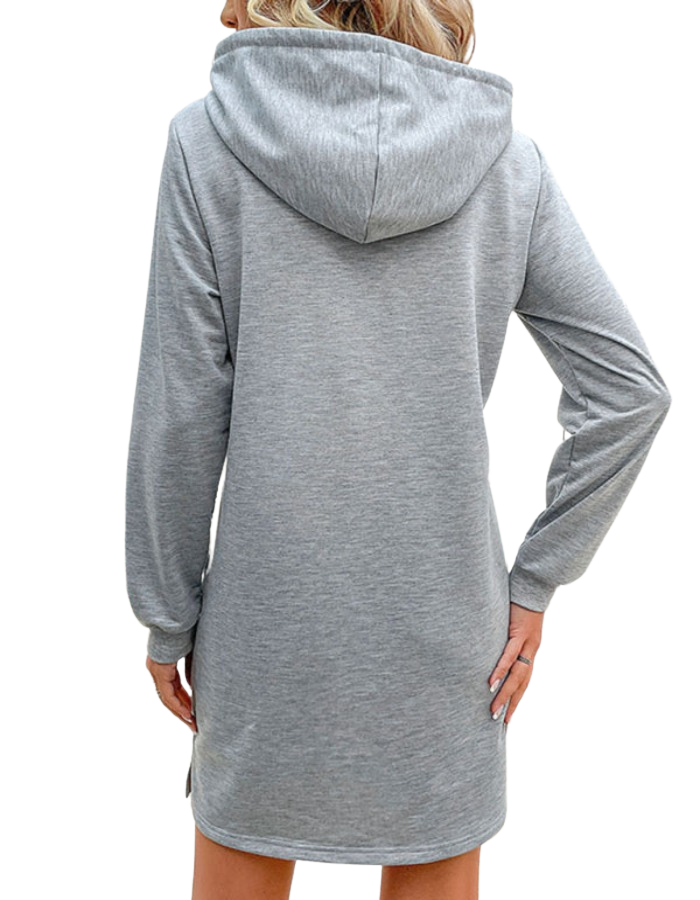 SHOPIQAT New Women's Long-Sleeved Stitching Hooded Sweater Dress - Premium Dresses from shopiqat - Just $9.900! Shop now at shopiqat