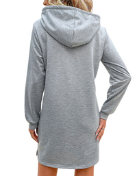 SHOPIQAT New Women's Long-Sleeved Stitching Hooded Sweater Dress - Premium Dresses from shopiqat - Just $9.900! Shop now at shopiqat