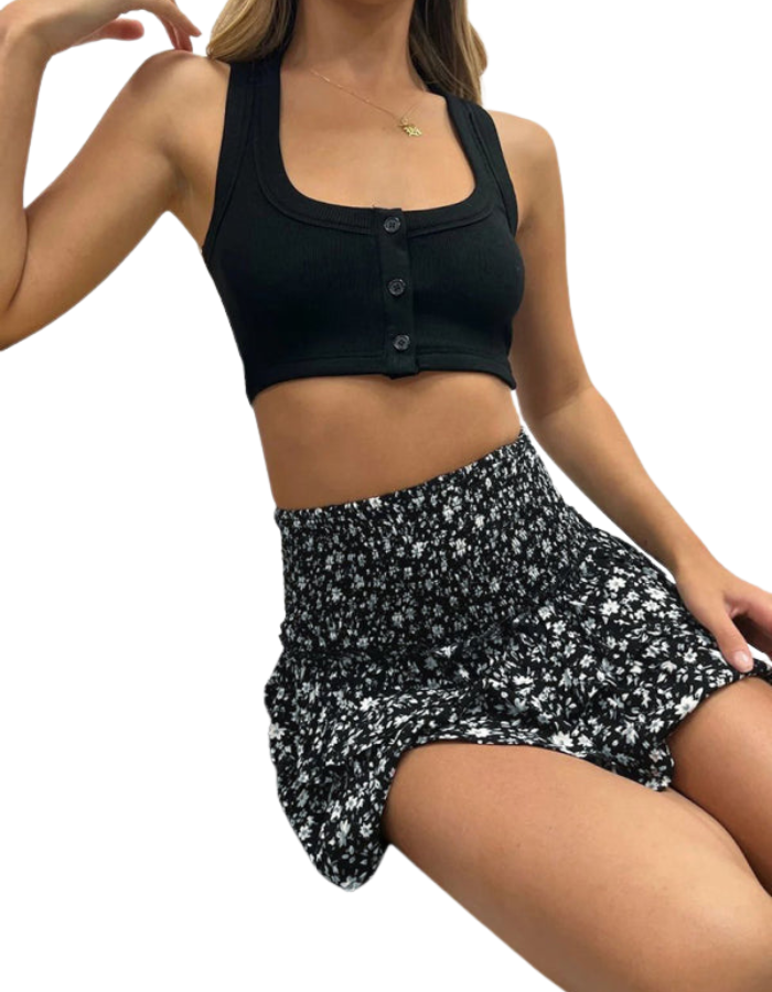 SHOPIQAT Women's Fashion Ruffled Floral Half-Length Pleated Skirt - Premium  from shopiqat - Just $6.900! Shop now at shopiqat