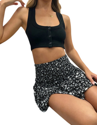 SHOPIQAT Women's Fashion Ruffled Floral Half-Length Pleated Skirt - Premium  from shopiqat - Just $6.900! Shop now at shopiqat