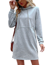 SHOPIQAT New Women's Long-Sleeved Stitching Hooded Sweater Dress - Premium Dresses from shopiqat - Just $9.900! Shop now at shopiqat