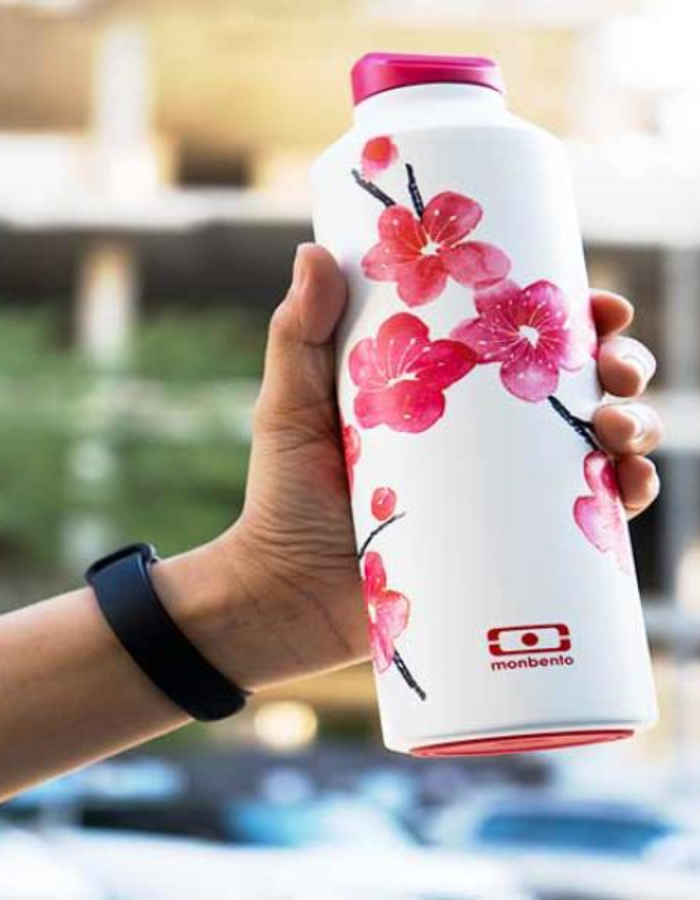 Monbento - MB Steel Graphic Blossom Water Bottle - Stainless Steel - 0.500 L