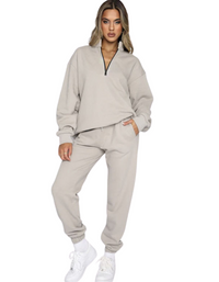 SHOPIQAT Women's New Solid Colour Stand-Up Collar Zipper Pullover Long-Sleeved Sweatshirt and Trousers Suit - Premium  from shopiqat - Just $15.900! Shop now at shopiqat