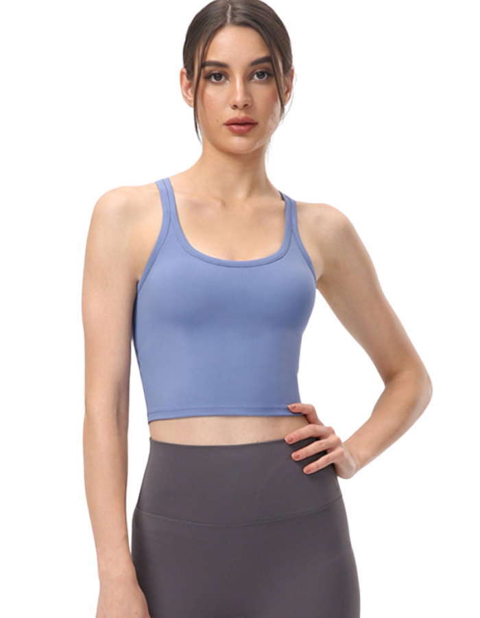 SHOPIQAT Yoga Vest with Chest Pads Antibacterial Nude Sports Bra