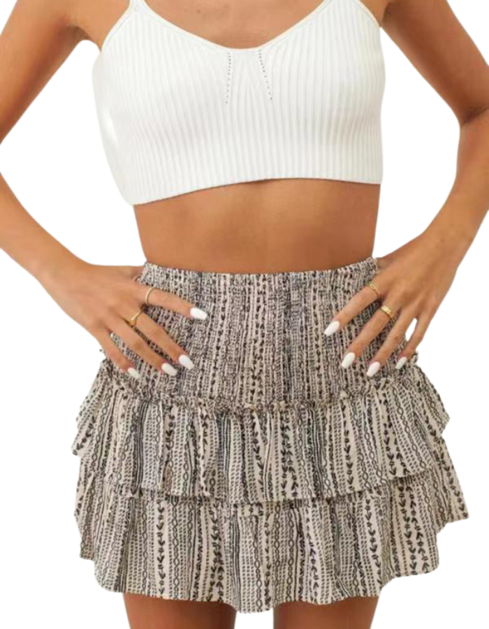 SHOPIQAT Women's Fashion Ruffled Floral Half-Length Pleated Skirt - Premium  from shopiqat - Just $6.900! Shop now at shopiqat