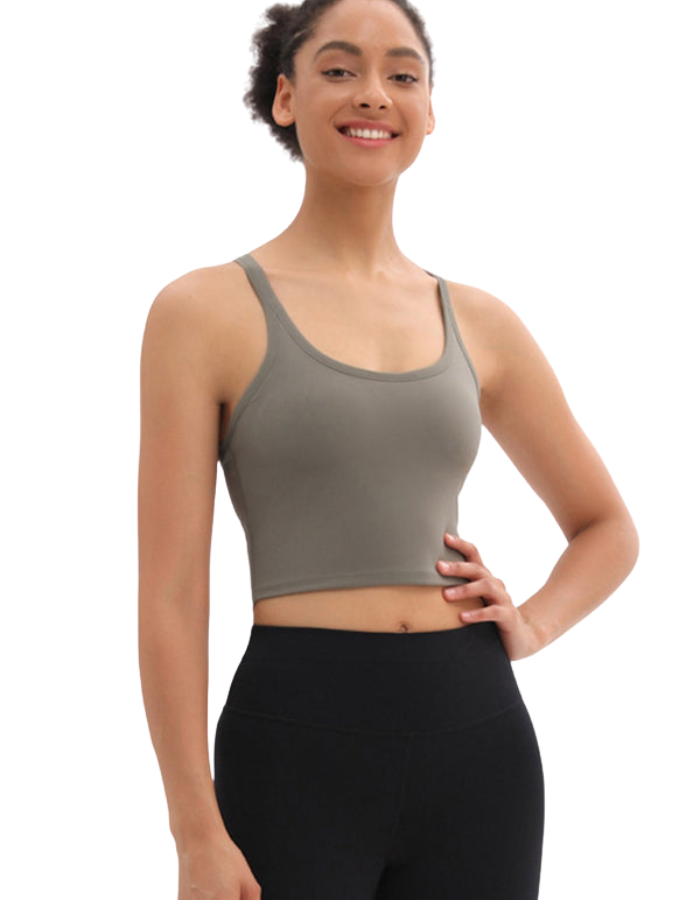 SHOPIQAT Yoga Vest with Chest Pads Antibacterial Nude Sports Bra