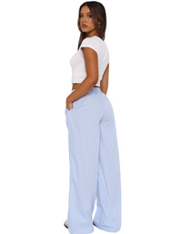 SHOPIQAT Fashionable Casual Striped Printed Wide Leg Trousers - Premium  from shopiqat - Just $7.950! Shop now at shopiqat