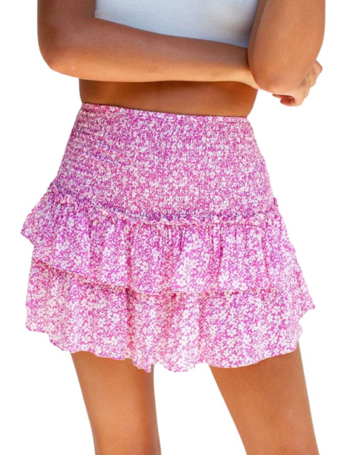 SHOPIQAT Women's Fashion Ruffled Floral Half-Length Pleated Skirt - Premium  from shopiqat - Just $4.730! Shop now at shopiqat