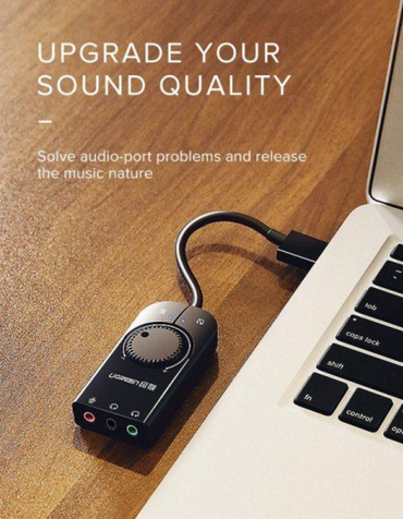Ugreen USB External Sound Audio Card 3.5 mm - Black