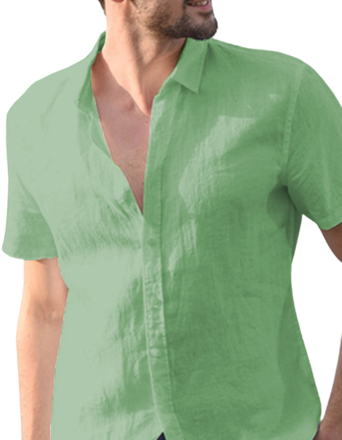 SHOPIQAT Men's Casual Linen Lapel Button Short-Sleeved Shirt - Premium  from shopiqat - Just $5.900! Shop now at shopiqat