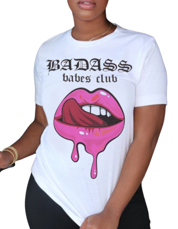 SHOPIQAT Leopard Lips Round Neck Short-Sleeved T-Shirt - Premium  from shopiqat - Just $5.500! Shop now at shopiqat