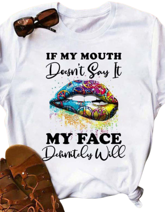 SHOPIQAT Leopard Lips Round Neck Short-Sleeved T-Shirt - Premium  from shopiqat - Just $5.500! Shop now at shopiqat