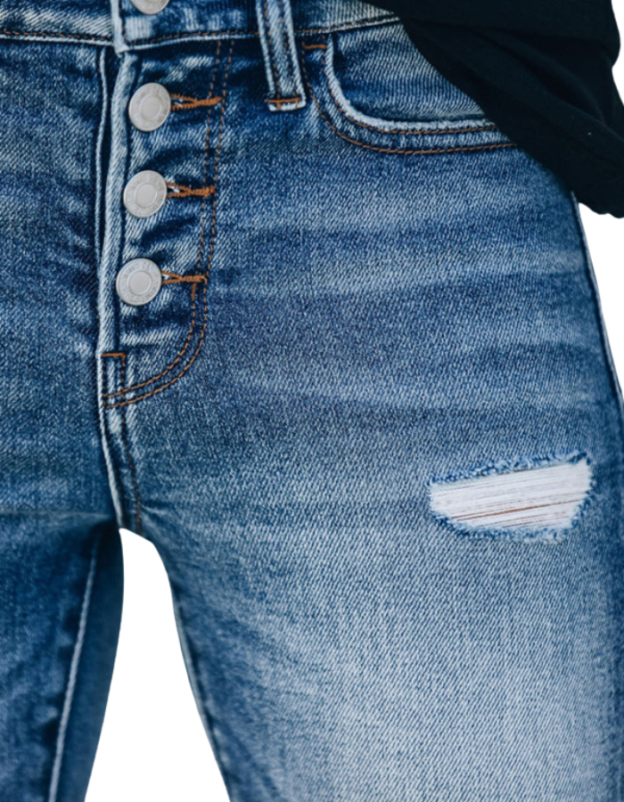SHOPIQAT Slim Ripped High Stretch Denim Trousers