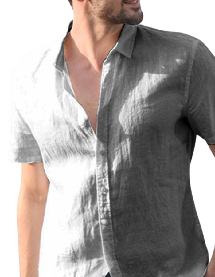 SHOPIQAT Men's Casual Linen Lapel Button Short-Sleeved Shirt - Premium  from shopiqat - Just $5.900! Shop now at shopiqat