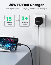 Ugreen 20W PD Fast Charger Kit for iPhone - Black