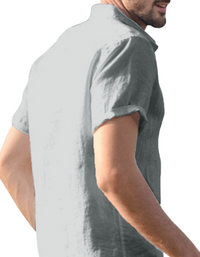SHOPIQAT Men's Casual Linen Lapel Button Short-Sleeved Shirt - Premium  from shopiqat - Just $5.900! Shop now at shopiqat