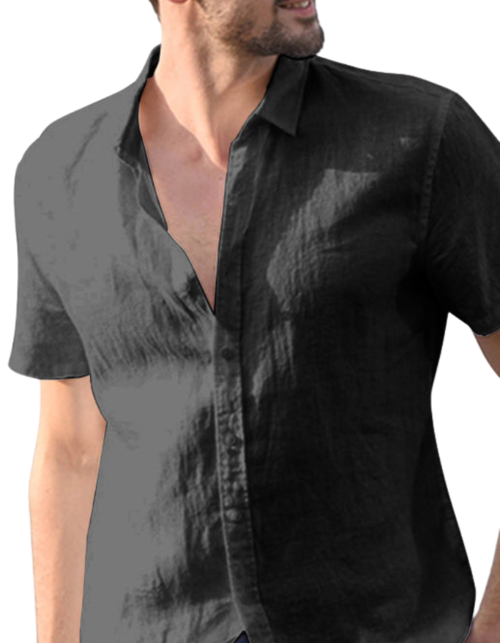 SHOPIQAT Men's Casual Linen Lapel Button Short-Sleeved Shirt - Premium  from shopiqat - Just $5.900! Shop now at shopiqat
