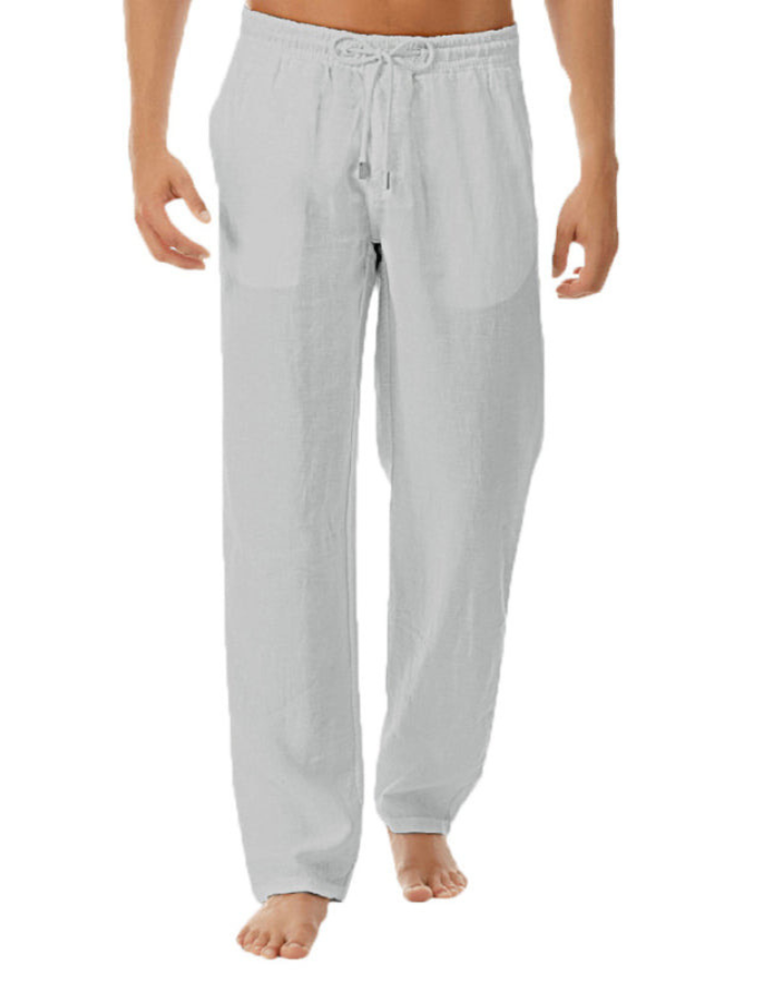 SHOPIQAT Men's Woven Cotton Linen Loose Casual Drawstring Trousers - Premium  from shopiqat - Just $7.950! Shop now at shopiqat