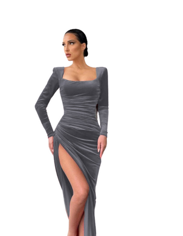 SHOPIQAT Ladies Square Neck High Waist Split Mini Gown Dress - Premium  from shopiqat - Just $9.900! Shop now at shopiqat