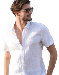 SHOPIQAT Men's Casual Linen Lapel Button Short-Sleeved Shirt - Premium  from shopiqat - Just $5.900! Shop now at shopiqat