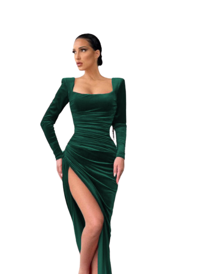 SHOPIQAT Ladies Square Neck High Waist Split Mini Gown Dress - Premium  from shopiqat - Just $9.900! Shop now at shopiqat