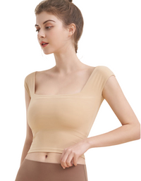 SHOPIQAT Square Neck Sports Tight Tank Yoga Top - Premium  from shopiqat - Just $6.700! Shop now at shopiqat