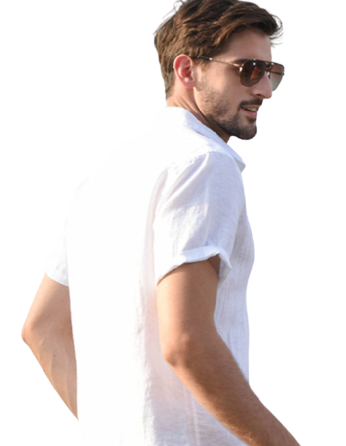 SHOPIQAT Men's Casual Linen Lapel Button Short-Sleeved Shirt - Premium  from shopiqat - Just $5.900! Shop now at shopiqat