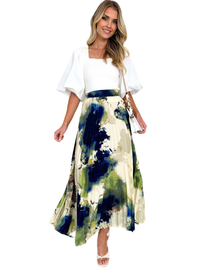 SHOPIQAT Women's Printed Draped A-Line Pleated Skirt - Premium  from shopiqat - Just $8.900! Shop now at shopiqat