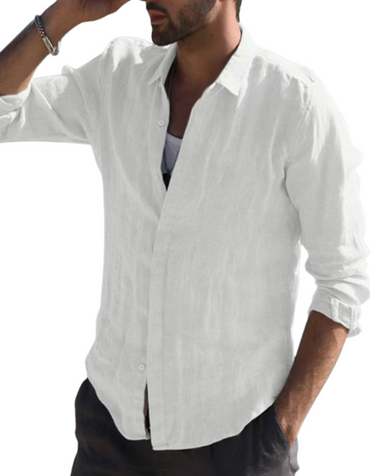 SHOPIQAT Casual Long Sleeved Cotton Linen Solid colour Shirt - Premium  from shopiqat - Just $7.300! Shop now at shopiqat
