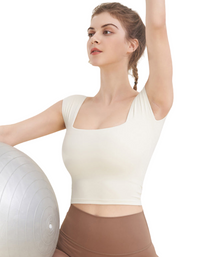 SHOPIQAT Square Neck Sports Tight Tank Yoga Top - Premium  from shopiqat - Just $6.700! Shop now at shopiqat