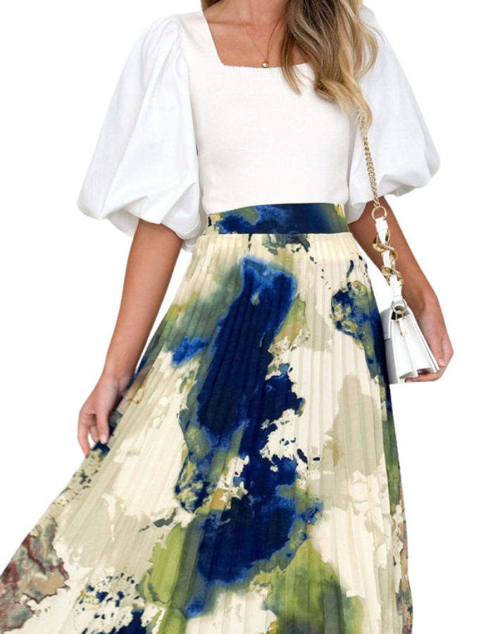 SHOPIQAT Women's Printed Draped A-Line Pleated Skirt - Premium  from shopiqat - Just $8.900! Shop now at shopiqat
