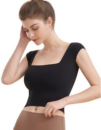 SHOPIQAT Square Neck Sports Tight Tank Yoga Top - Premium  from shopiqat - Just $6.700! Shop now at shopiqat