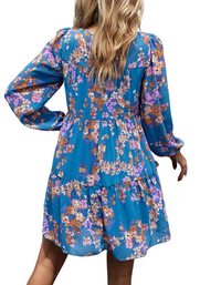 SHOPIQAT Floral Print Round Neck Skirt Chiffon Layered Dress - Premium Dresses from shopiqat - Just $10.200! Shop now at shopiqat