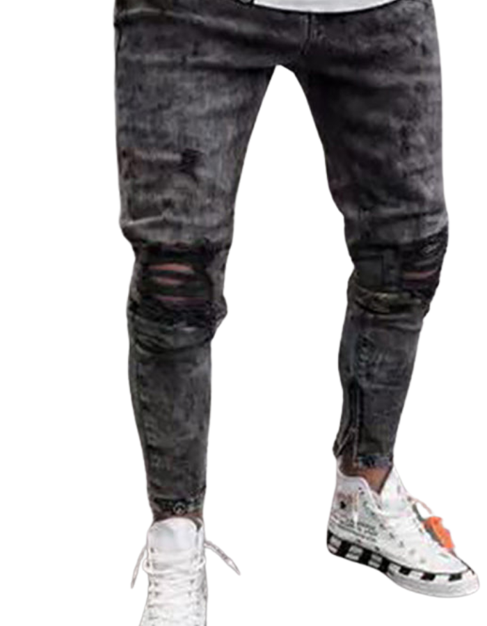 SHOPIQAT Men's Fashion Mid Waist Ripped Slim Jeans - Premium  from shopiqat - Just $10.900! Shop now at shopiqat